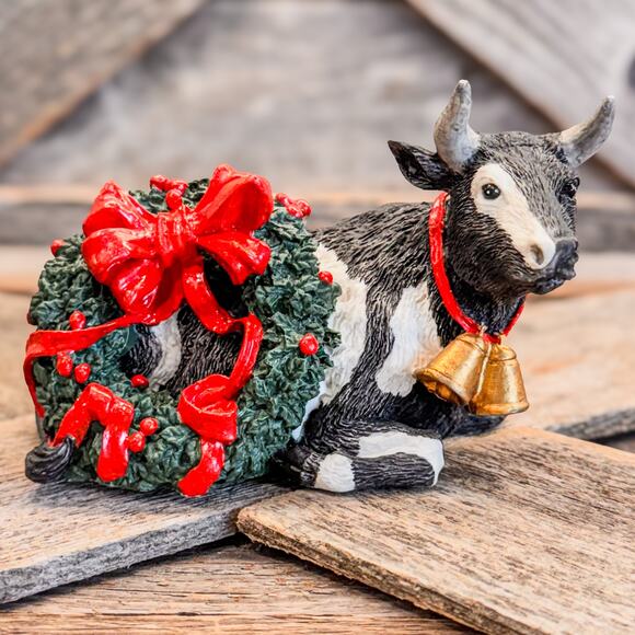 Tom Rubel Vintage 1989 Christmas Cow, Silver Deer, Christmas Animal Collection - Picture 2 of 9